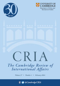 Cover image for Cambridge Review of International Affairs, Volume 37, Issue 1