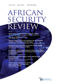 Cover image for African Security Review, Volume 33, Issue 1