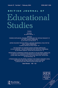 Cover image for British Journal of Educational Studies, Volume 72, Issue 1