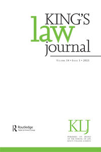 Cover image for King's Law Journal, Volume 34, Issue 3