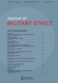 Cover image for Journal of Military Ethics, Volume 22, Issue 3-4