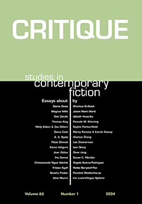 Cover image for Critique: Studies in Contemporary Fiction, Volume 65, Issue 1