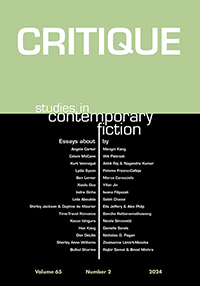 Cover image for Critique: Studies in Contemporary Fiction, Volume 65, Issue 2