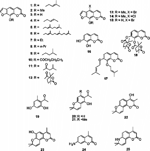 Figure 1 Structures of synthetic coumarins and derivatives.