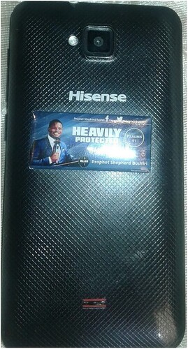 Image 2. A prophetic ministry sticker placed on a mobile phone cover owned by an interviewee with a popular catchphrase ‘heavily protected’ and a visible scriptural reference to Psalm 91 (Photograph: G. Faimau).
