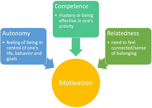 Figure 3. Self-determination theory represents needs that impact motivation for behavior.