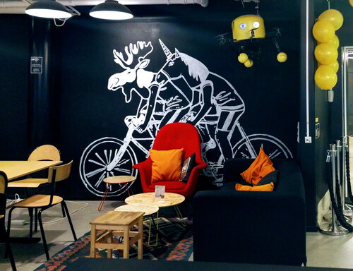 Figure 3. Playful decor at a Stockholm-based innovation hub designed to inspire event attendees, co-working members, and guests.