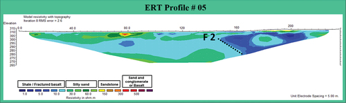Figure 6. Electrical resistivity tomography of profile no. 5.