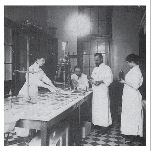 Figure 1. Félix d'Herelle and collaborators, about 1919, probably at the Pasteur Institute, Paris. From collection of the author.
