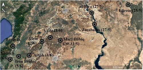 Figure 2. Kerbogha’s route from Edessa to Antioch.