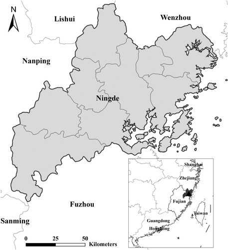 Figure 2. Map of Ningde in Southeast China.