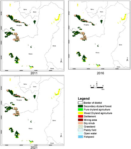 Figure 2. Map of land cover changes 2011 – 2021