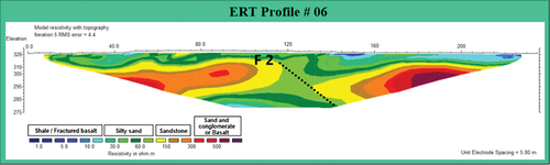 Figure 7. Electrical resistivity tomography of profile no. 6.