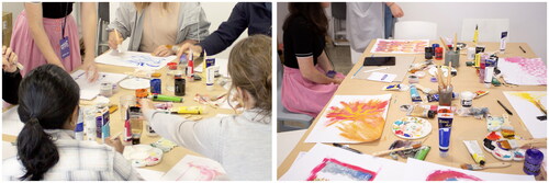 Figure 4. The third and final workshop in progress shows joyful moments paintings.