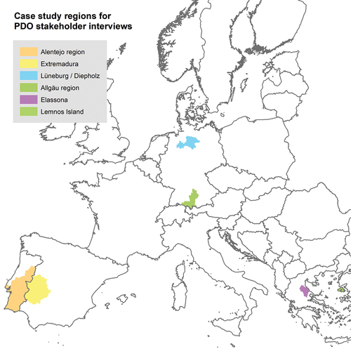 Figure 1. Map of Europe highlighting the locations of the six case study regions.