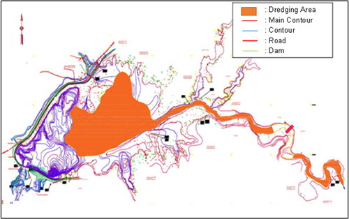 Figure 3. Map showing the sediment dredging area at Mrica Dam.