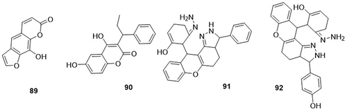 Figure 33 Coumarin derivatives (89–92) as anti-SARS-CoV-2 agents.
