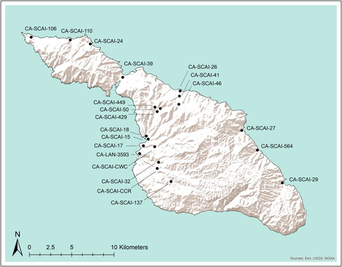 Figure 2. Santa Catalina Island Indigenous settlements evaluated in this study.