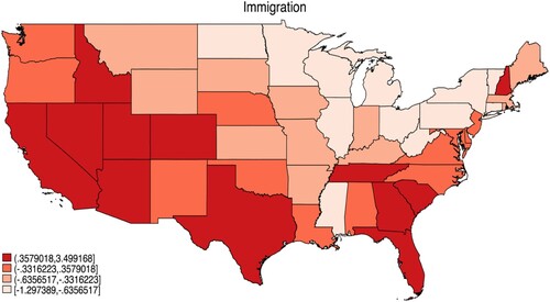 Figure 3. Issues Related to Immigration as the MIP across States.