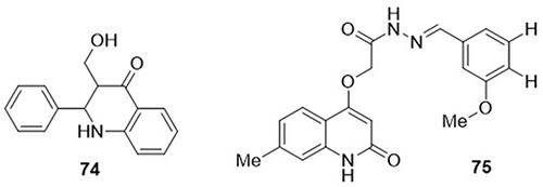 Figure 26 Quinoline derivatives (74 and 75) as anti-SARS-CoV-2 agents.