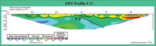 Figure 10. Electrical resistivity tomography of profile no. 11.