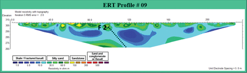 Figure 9. Electrical resistivity tomography of profile no. 9.