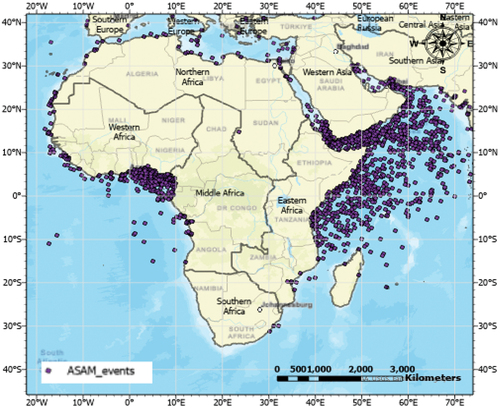 Figure 3. Piracy events distribution in Africa.