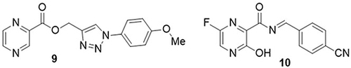 Figure 4 Pyrazine derivatives (9 and 10) as anti-SARS-CoV-2 agents.