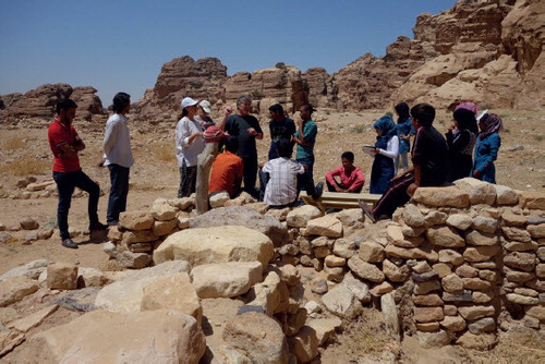 Fig. 3. Discussing the archaeology of Beidha with local community.