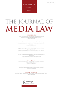 Cover image for Journal of Media Law, Volume 15, Issue 1, 2023