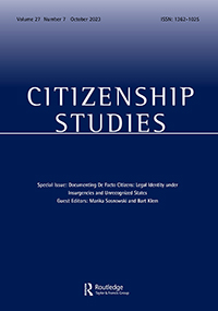 Cover image for Citizenship Studies, Volume 27, Issue 7