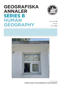 Cover image for Geografiska Annaler: Series B, Human Geography, Volume 106, Issue 2