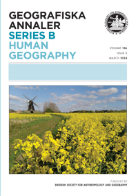 Cover image for Geografiska Annaler: Series B, Human Geography, Volume 106, Issue 1