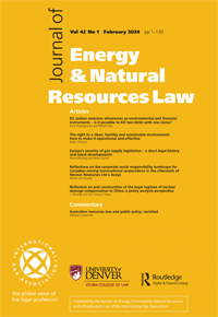Cover image for Journal of Energy & Natural Resources Law, Volume 42, Issue 1