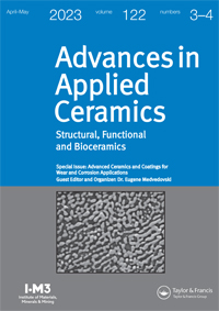 Cover image for Advances in Applied Ceramics, Volume 122, Issue 3-4