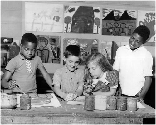 Figure 17 Unknown photographer, ‘The Art Department is one of the most popular divisions of Karamu House. Here, the youngsters discover meaning for themselves and in their surroundings’. ‘Karumu Inter-Racial Center’, 17 June 1964. Staff and Stringer Photographs, 1949–69, Record Group 306. 306-SS-52-3371. Reproduced courtesy of Karamu House.