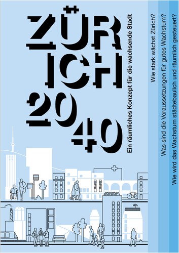Figure 1. Example of an inspirational image. Cover for the Zurich richtplan brochure/leaflet. The title is “Zurich 2040: a spatial concept for growing city”. Graphics: Urban Catalyst in collaboration with Studio Sophia Jahnke.