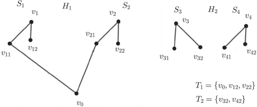 Fig. 5 H1=[∪Si∈MV(Si)∪{v0}] and H2=[∪Sj∈NV(Sj)].