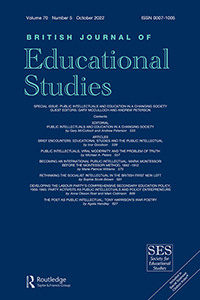 Cover image for British Journal of Educational Studies, Volume 70, Issue 5, 2022