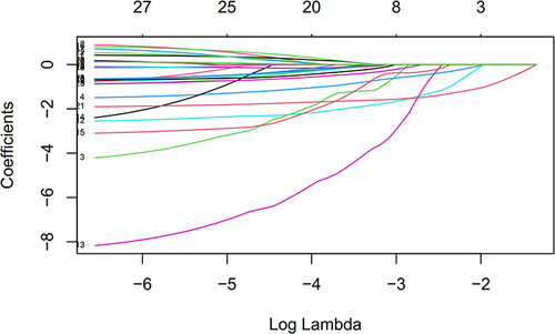 Figure 3 LASSO regression path diagram.