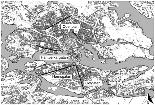 Figure 1. Four main streets in Stockholm.