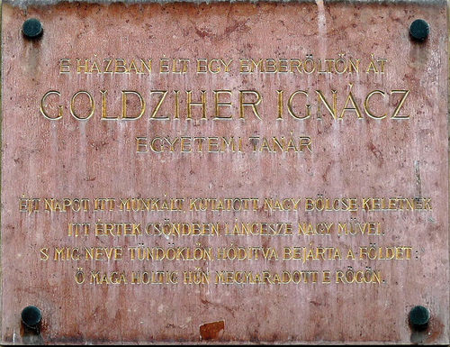 Illustration 3. Ignác Goldziher’s memorial plaque. Wikipedia.