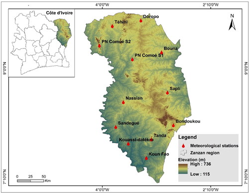 Figure 1. Study area map of the Zanzan region in Côte d'Ivoire.