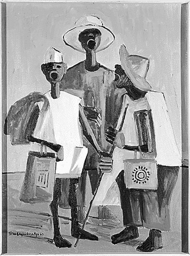 Clara Etso Ugbodaga-Ngu, Beggars, 1963, black-and-white image from the National Archives Catalog of the US National Archives and Records Administration: Harmon Foundation Collection, image courtesy of Fisk University Galleries