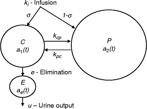 Figure 2 Overview of kinetic model. See text for definitions of symbols.