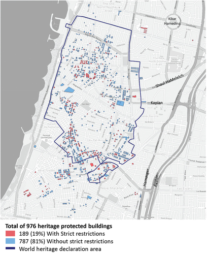 Figure 2. Heritage buildings as determined by Tel Aviv’s conservation plan.