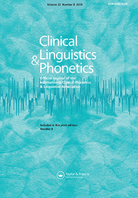 Cover image for Clinical Linguistics & Phonetics, Volume 33, Issue 8, 2019