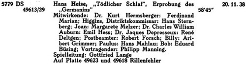 Figure 1. Entry for DS 49613/29 in RRG Catalogue, 1939Footnote47