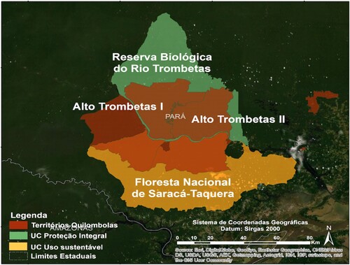 Figure 2. Alto Trombetas Quilombola territories and federal conservation units. Source: Authors.