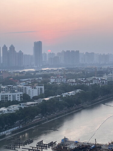 Cityscape in smog, Guangzhou, China.